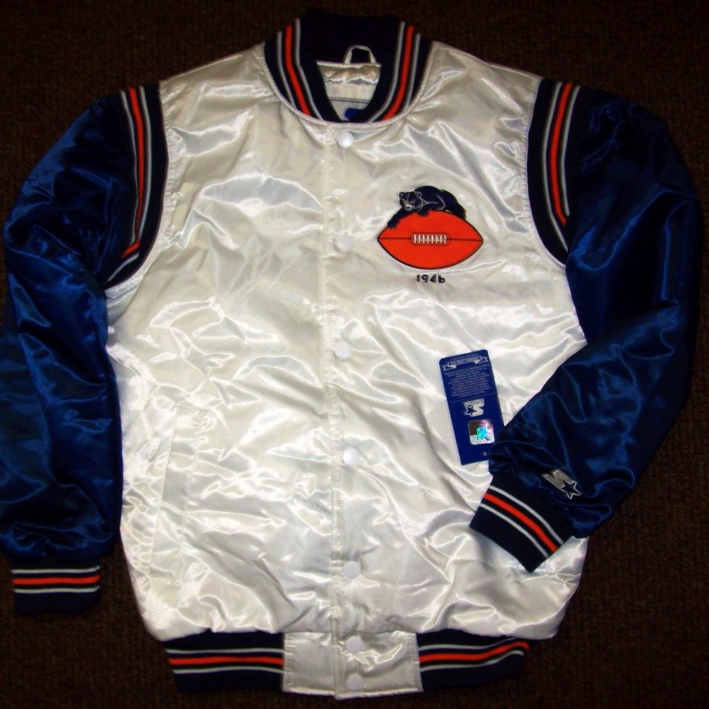 CHICAGO BEARS Starter WHITE & BLUE Jacket 3X 4X - Picture 6 of 12